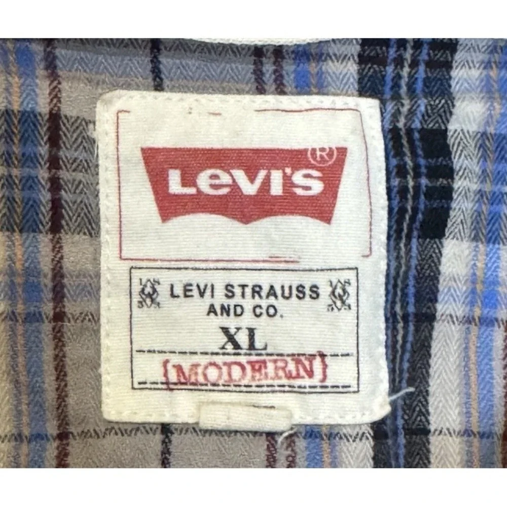 Levi's Mens Shirt Modern Plaid Flannel Long Sleeve Button Up Relaxed Cotton XL‎